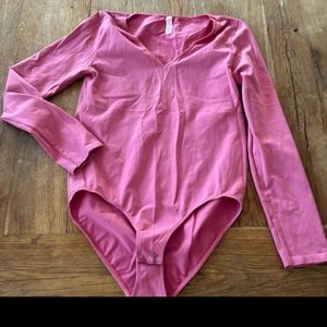 Victoria's Secret PINK V-neck Long Sleeve Bodysuit Large Pink(Mauve?)